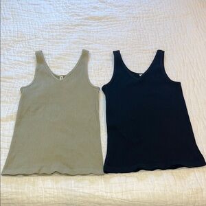 Athleta Ribbed Tank Tops in Olive and Black
